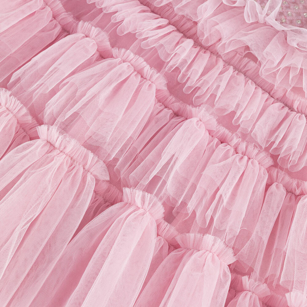 Tutu du Monde-Baby Girls Pink Tiered Tulle Dress with Sequinned Bodice | Childrensalon Outlet