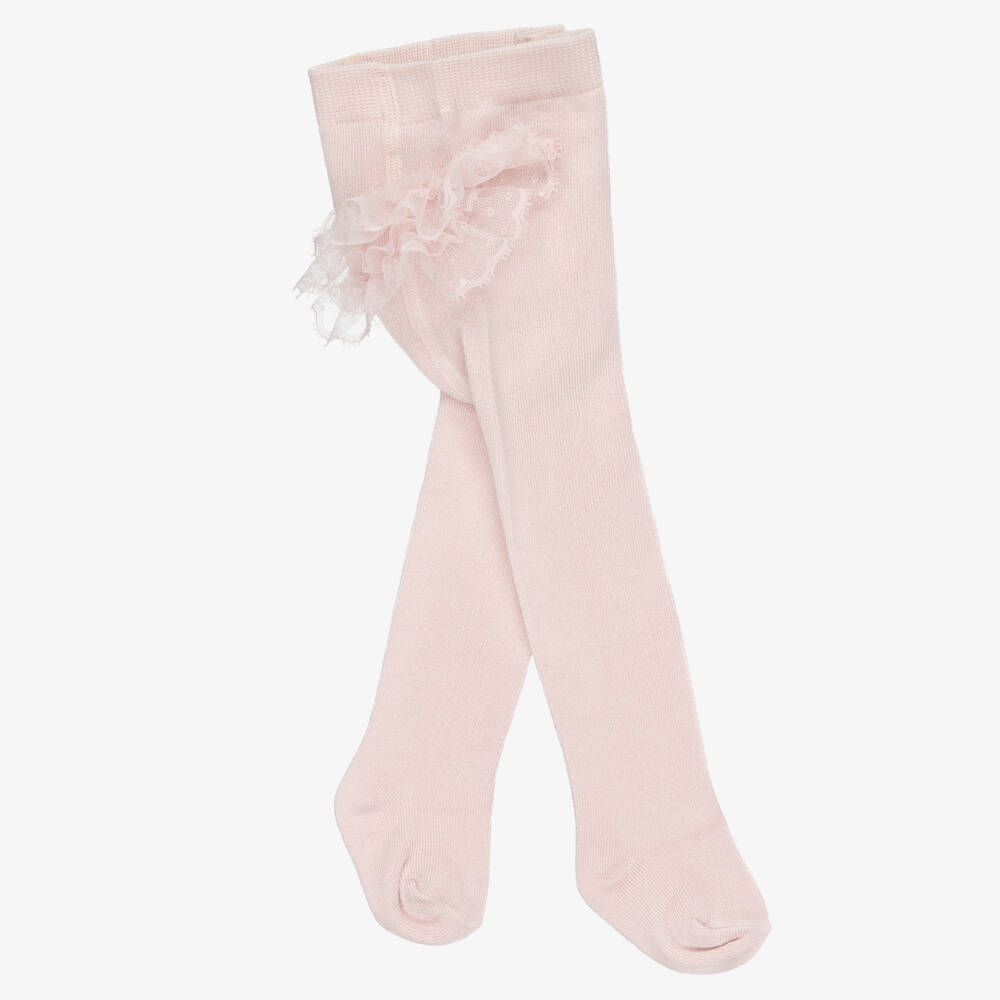 Mayoral Newborn-Baby Girls Pink Tights with Lace Trim | Childrensalon Outlet