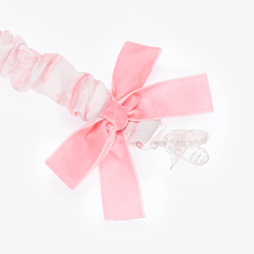 Phi Clothing-Baby Girls Pink Toile de Jouy Dummy Clip | Childrensalon Outlet