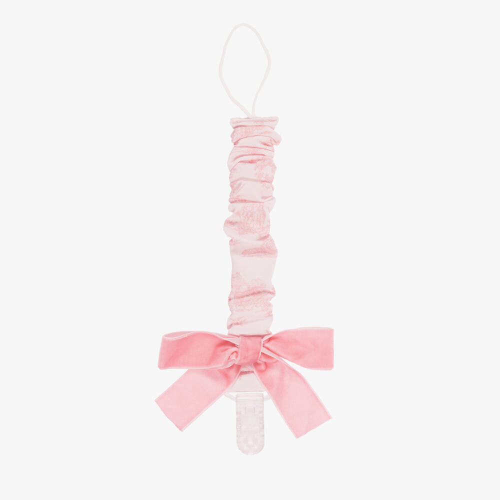 Phi Clothing-Baby Girls Pink Toile de Jouy Dummy Clip | Childrensalon Outlet