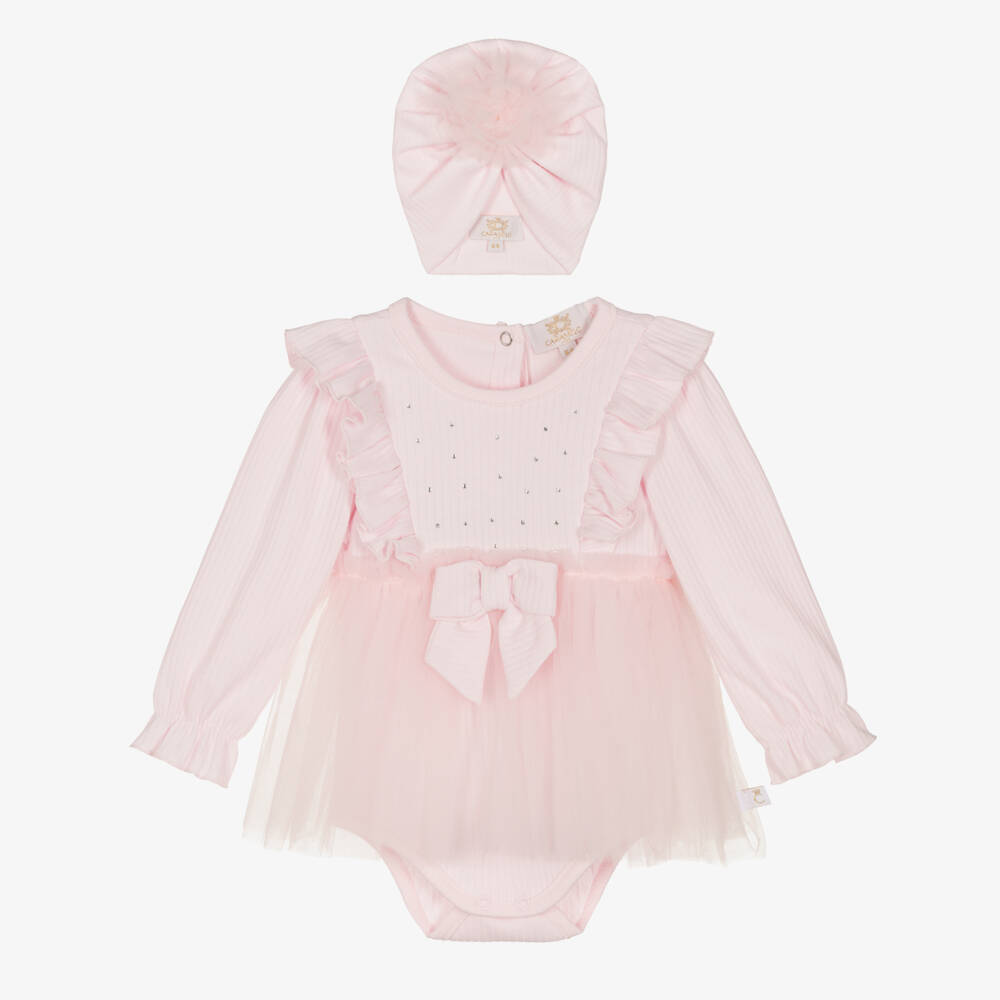 Caramelo Kids-Baby Girls Pink Tulle Dress & Hat Set | Childrensalon Outlet