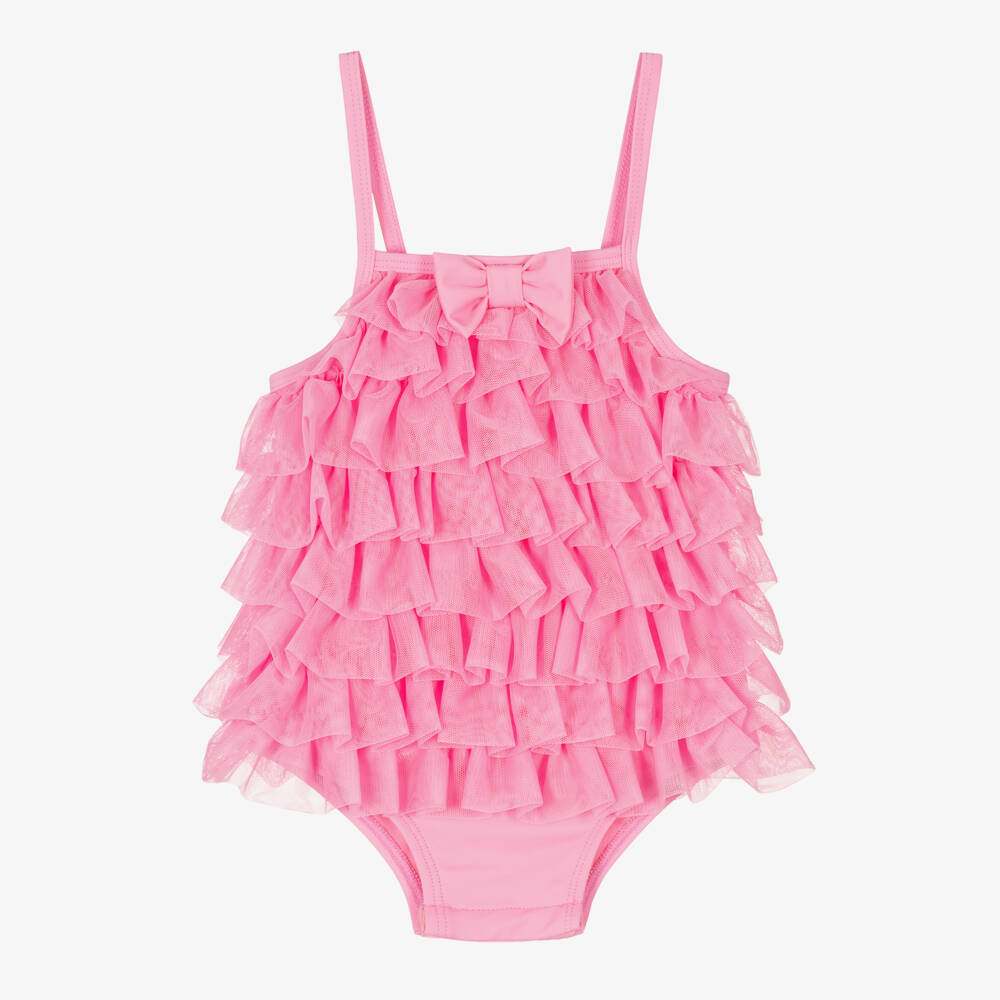 Angel's Face-Baby Girls Pink Tulle Frill Swimsuit (UPF50+) | Childrensalon Outlet