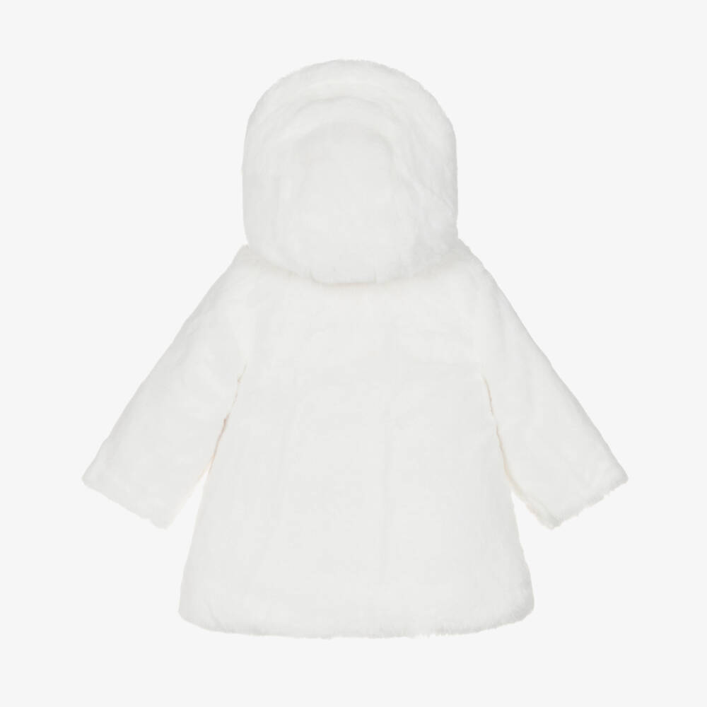 Mayoral Newborn-Baby Girls Pink & White Plush Reversible Coat | Childrensalon Outlet