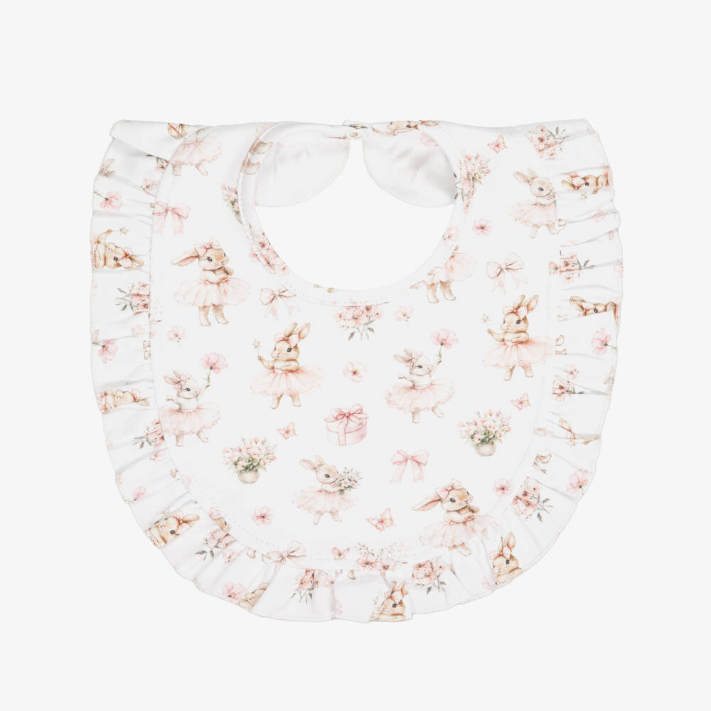 My Little Pie-Baby Girls Pink & White Supima Cotton Bubbles Bib | Childrensalon Outlet