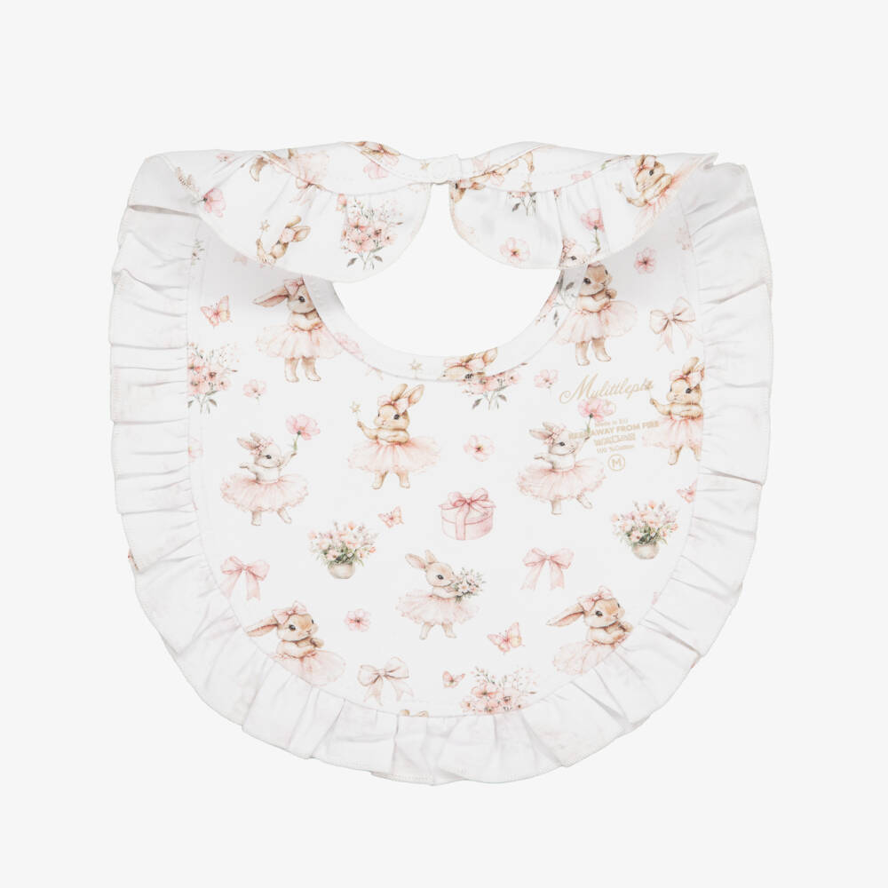 My Little Pie-Baby Girls Pink & White Supima Cotton Bubbles Bib | Childrensalon Outlet