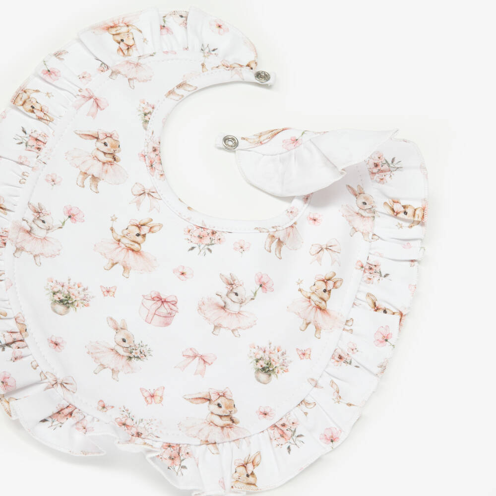 My Little Pie-Baby Girls Pink & White Supima Cotton Bubbles Bib | Childrensalon Outlet