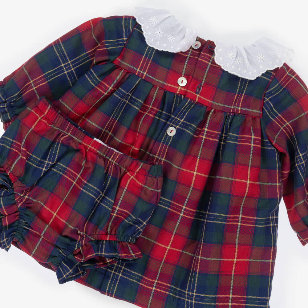Laranjinha-Baby Girls Red & Blue Tartan Cotton Dress | Childrensalon Outlet