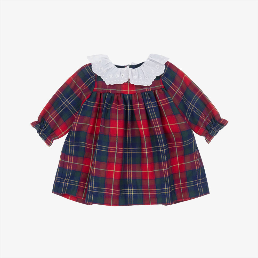 Laranjinha-Baby Girls Red & Blue Tartan Cotton Dress | Childrensalon Outlet