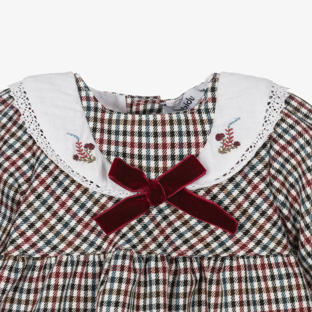 Babidu-Baby Girls Red Check Cotton Dress | Childrensalon Outlet