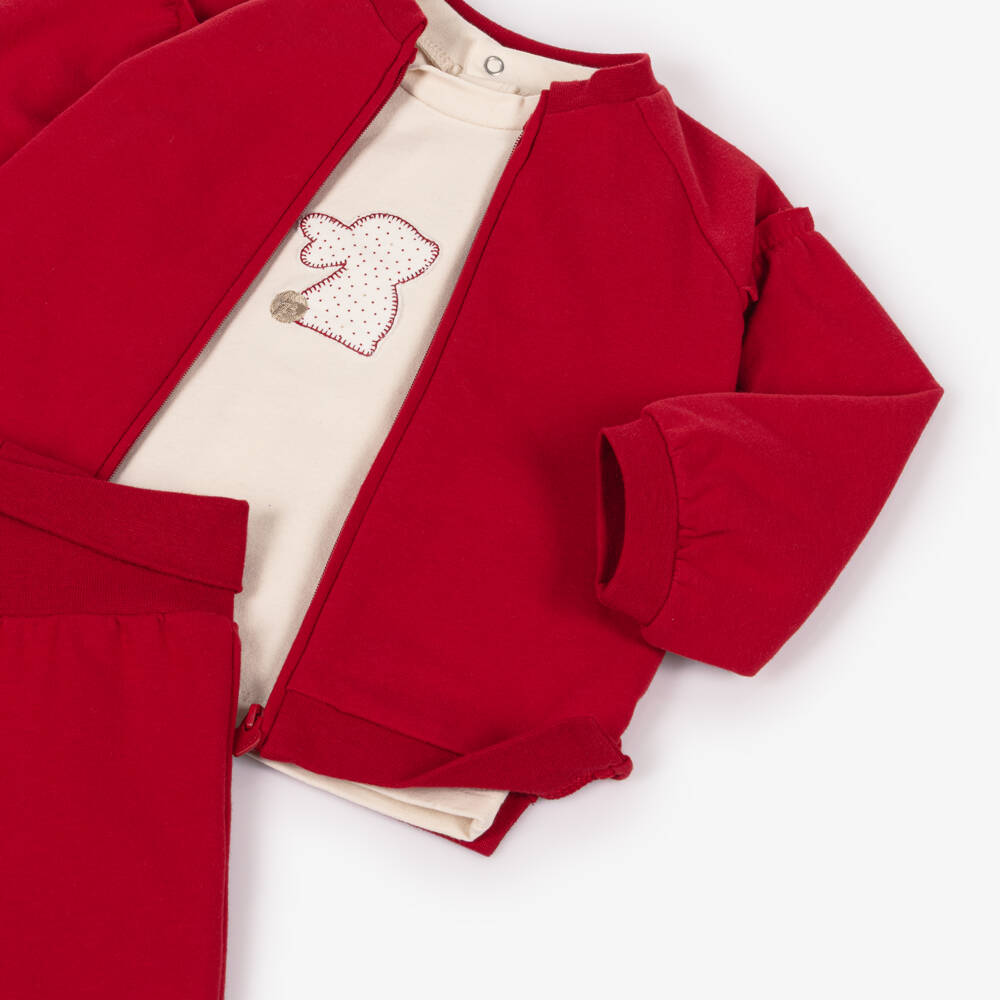 Mayoral Newborn-Baby Girls Red Cotton Bunny Tracksuit Set | Childrensalon Outlet