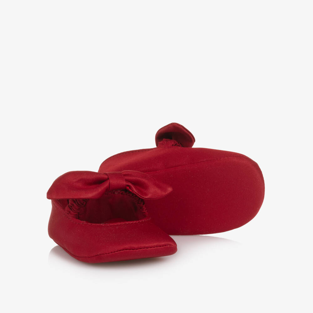 Monnalisa-Baby Girls Red Satin Pre-Walker Shoes | Childrensalon Outlet