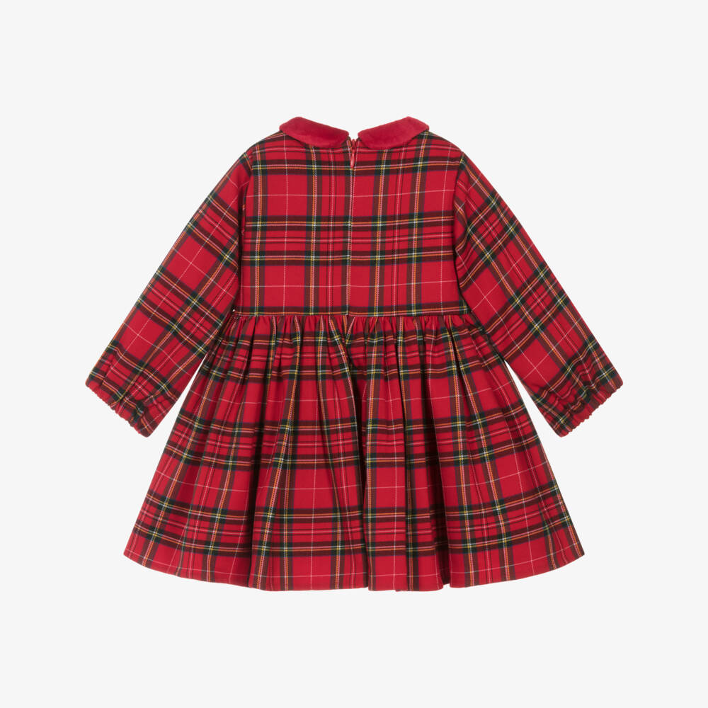 iDO-Baby Girls Red Tartan Dress with Velvet Collar | Childrensalon Outlet