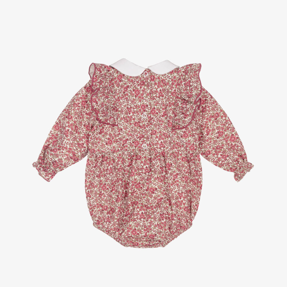 Piccola Speranza-Baby Girls Red & White Floral Cotton Shortie | Childrensalon Outlet