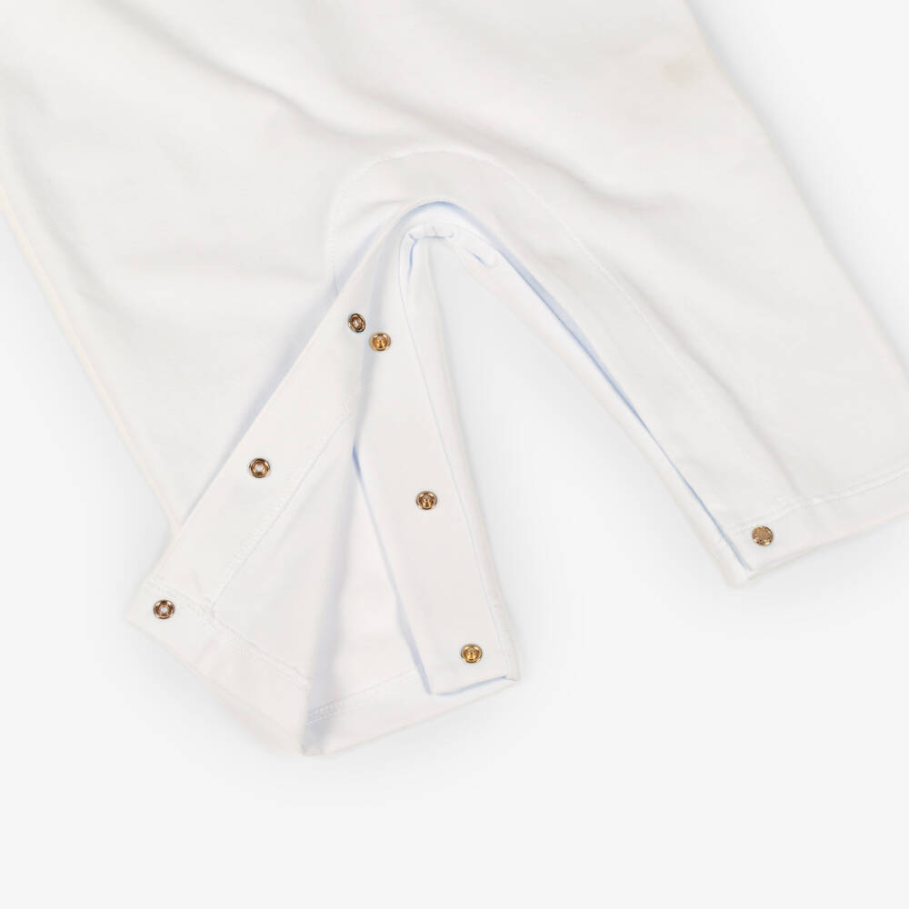 Versace-Baby Girls White & Blue Cotton Medusa Logo Babygrow Gift Set | Childrensalon Outlet