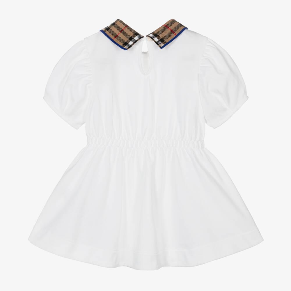 Burberry-Baby Girls White Check Polo Dress | Childrensalon Outlet
