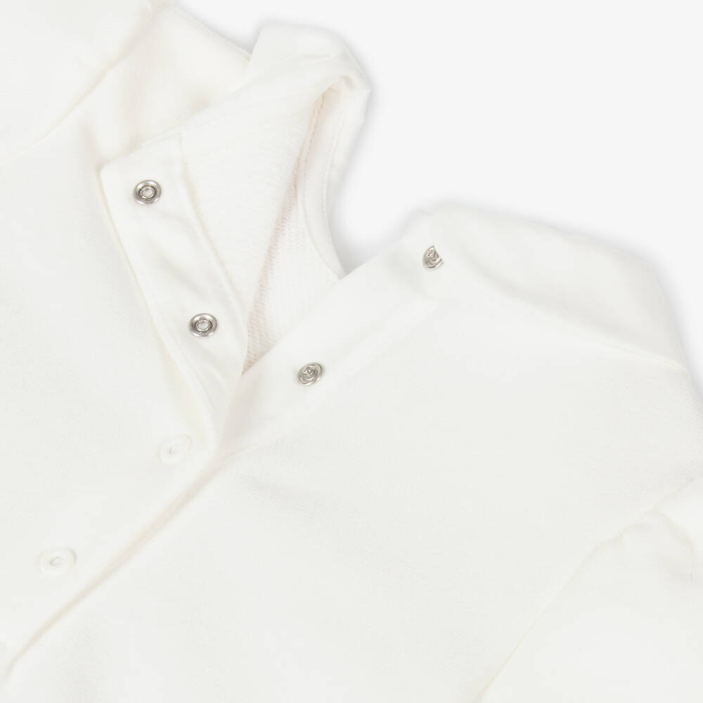 Fendi-Baby Girls White Cotton Bow Dress | Childrensalon Outlet