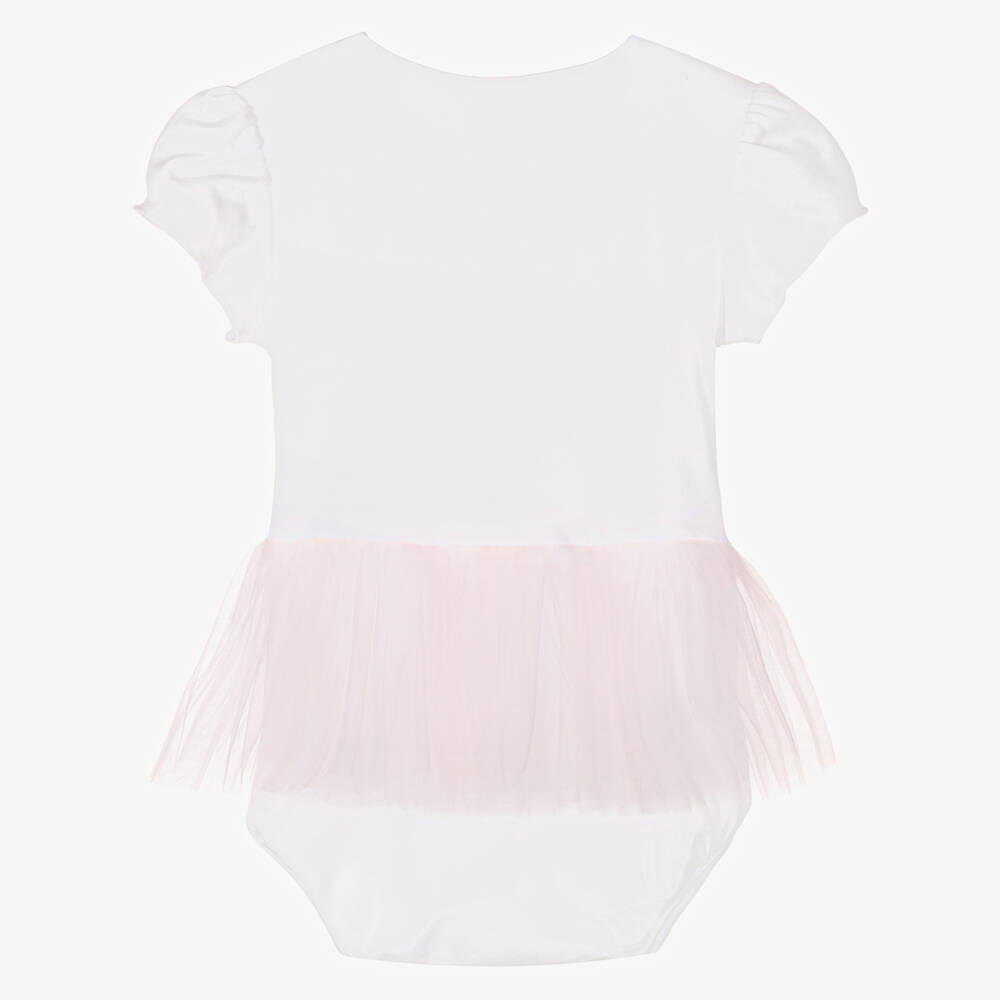 Sofija-Baby Girls White Cotton Floral Bodysuit | Childrensalon Outlet