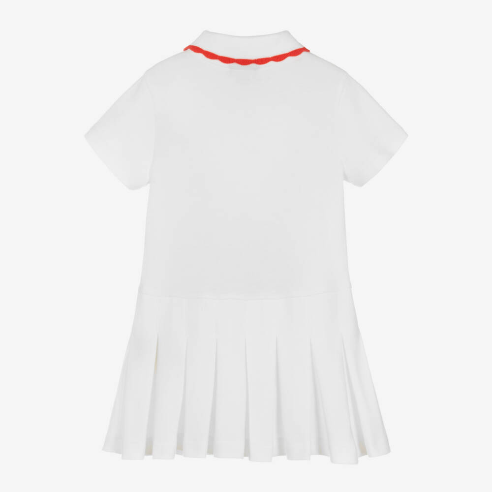 Fendi-Baby Girls White Cotton Polo Dress | Childrensalon Outlet