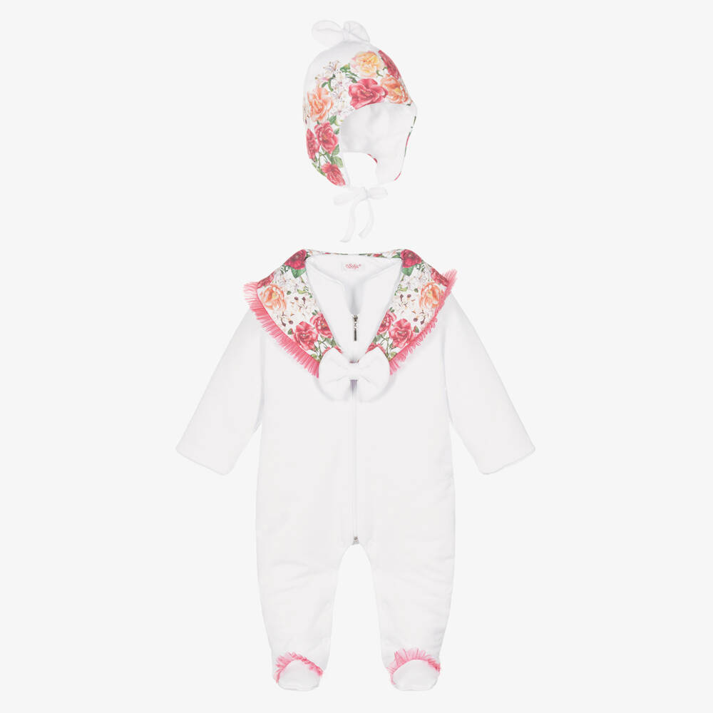 Sofija-Белый комбинезон с цветочным воротником для девочек | Childrensalon Outlet