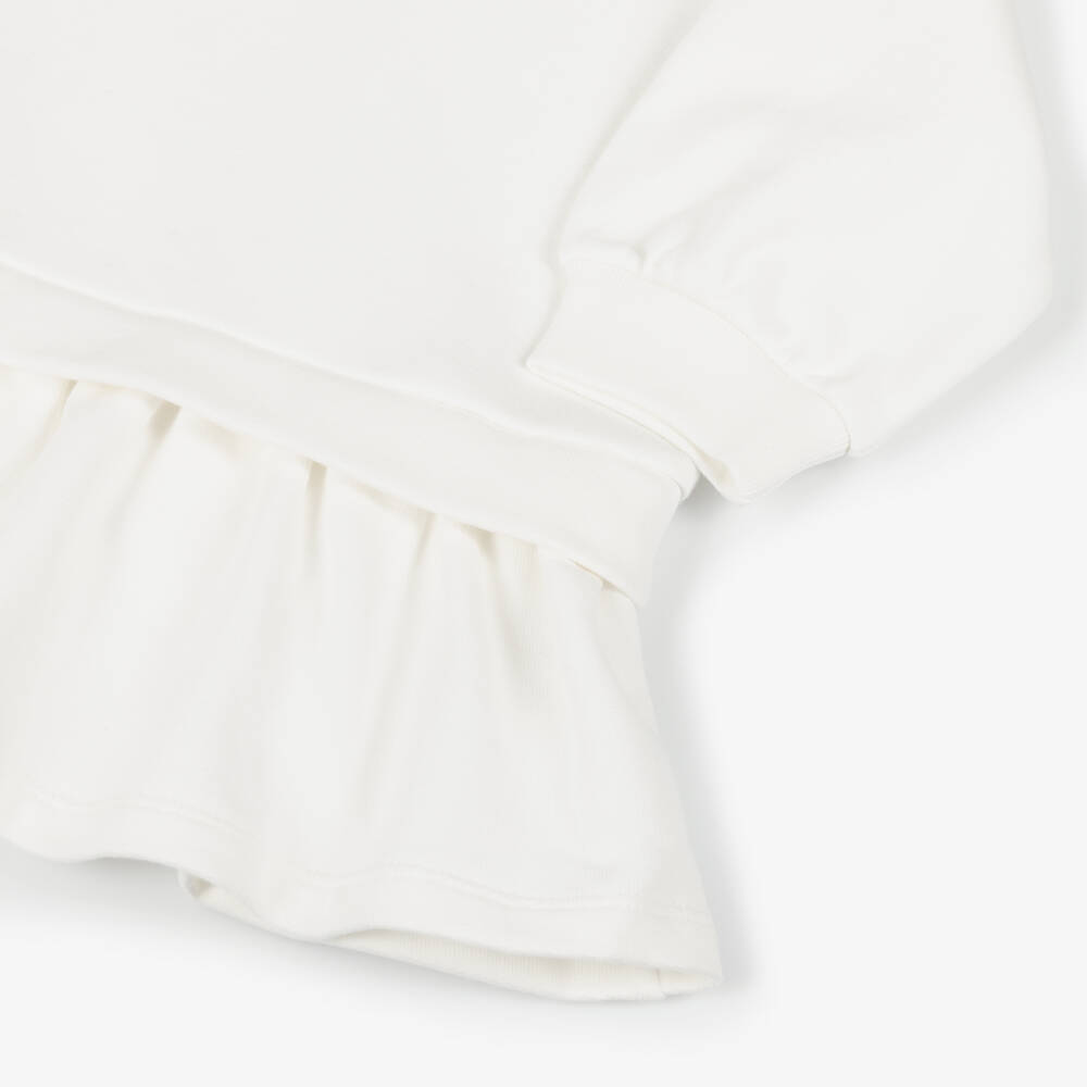 Fendi-Baby Girls White Cotton Sweatshirt Dress | Childrensalon Outlet