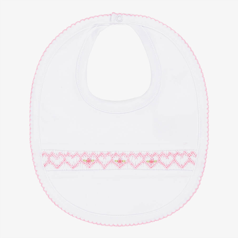 Kissy Kissy-Baby Girls White Pima Cotton Hand-Smocked Bib | Childrensalon Outlet
