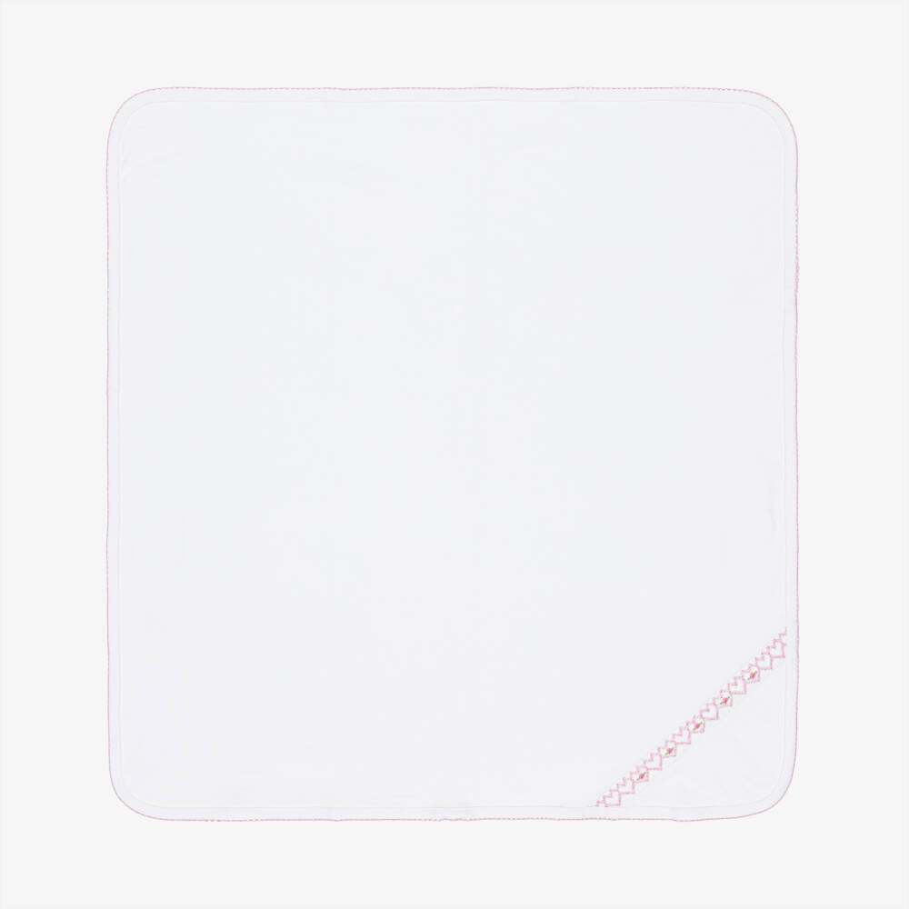 Kissy Kissy-Baby Girls White Pima Cotton Hand-Smocked Blanket (73cm) | Childrensalon Outlet