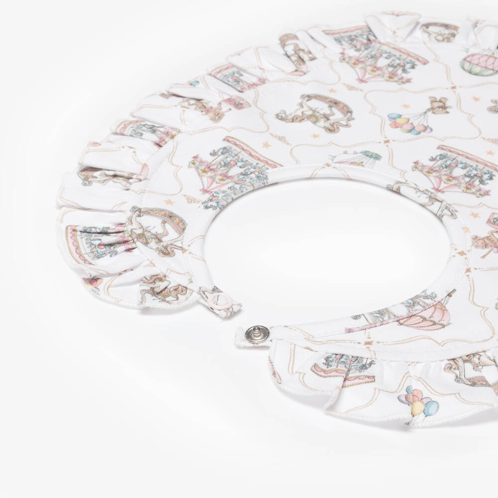 My Little Pie-Baby Girls White & Pink Coquette Supima Cotton Bib | Childrensalon Outlet