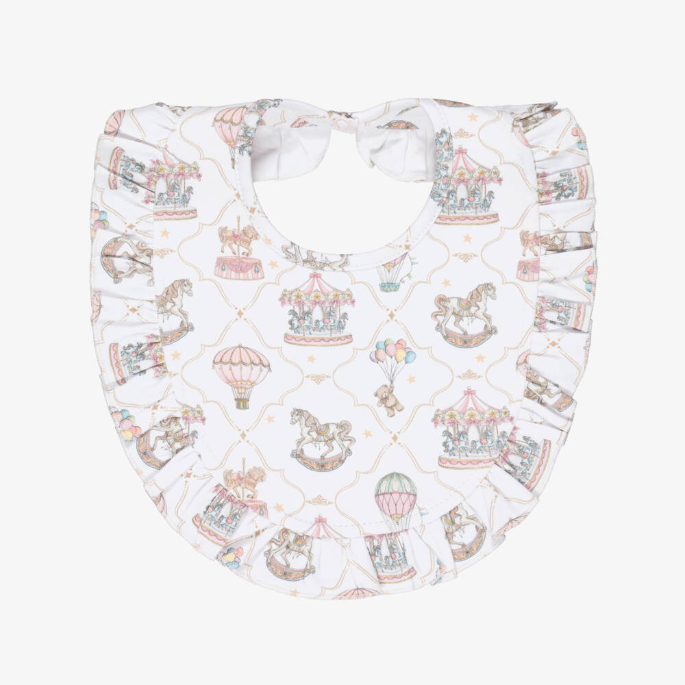 My Little Pie-Baby Girls White & Pink Coquette Supima Cotton Bib | Childrensalon Outlet
