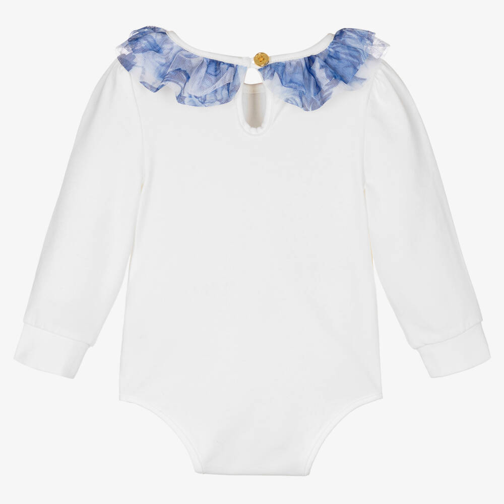 Angel's Face-Baby Girls White Tulle Collar Bodysuit | Childrensalon Outlet