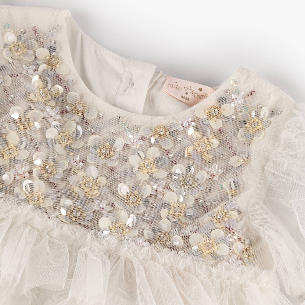 Tutu du Monde-Baby Girls White Tulle Dress | Childrensalon Outlet