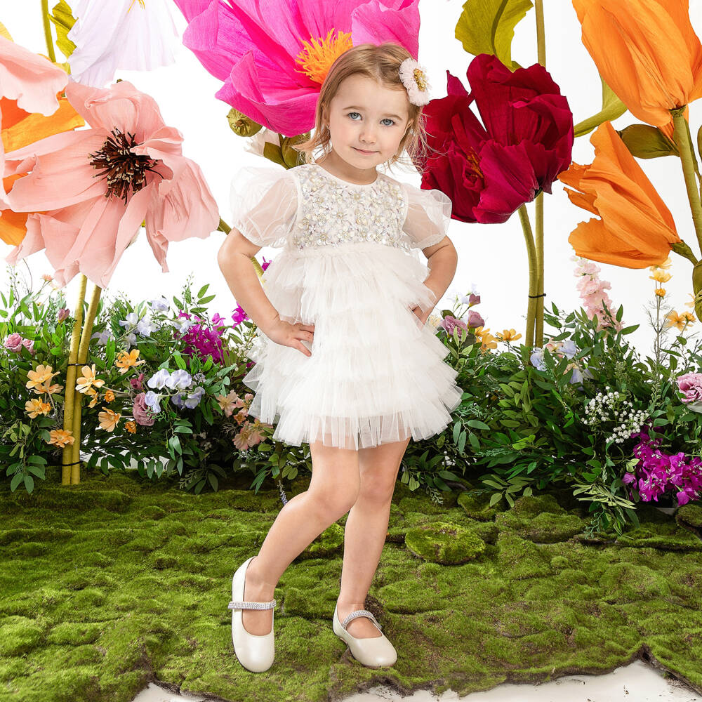 Tutu du Monde-Baby Girls White Tulle Dress | Childrensalon Outlet