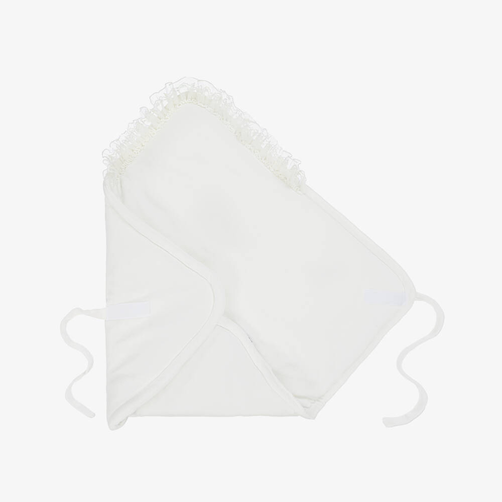 Jamiks-Baby Girls White Velour Nest with Lace Trim (70cm) | Childrensalon Outlet