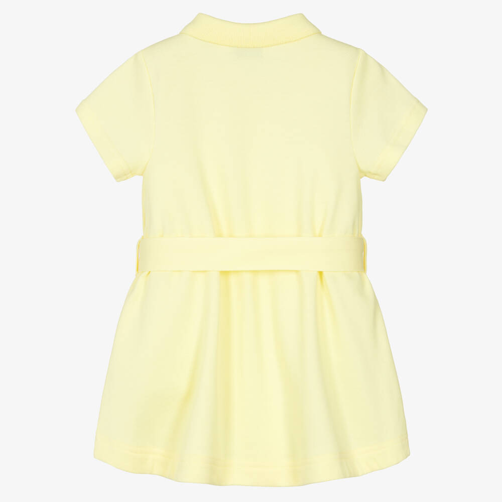 Burberry-Baby Girls Yellow Belted Cotton Polo Dress | Childrensalon Outlet
