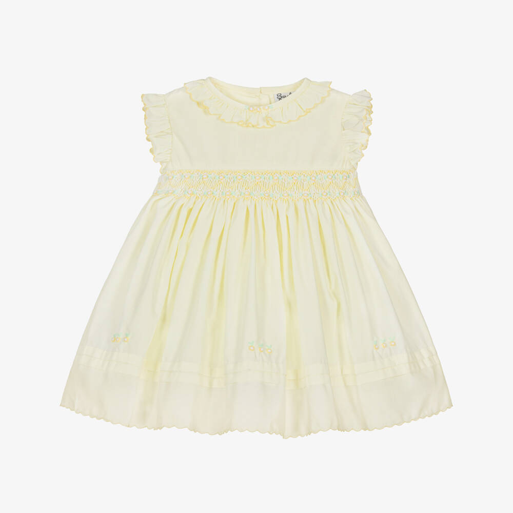 Sarah Louise-Baby Girls Yellow Smocked Dress | Childrensalon Outlet