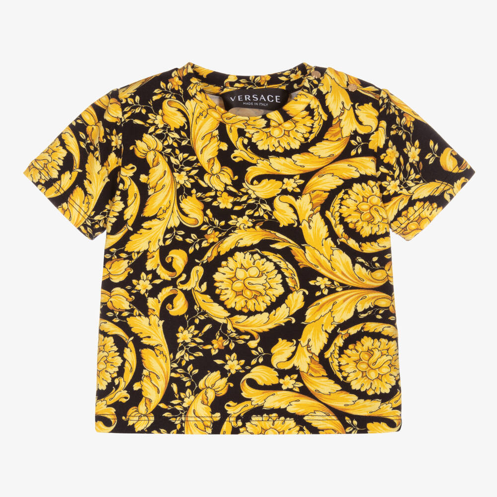 Versace-Baby Gold Barocco T-Shirt | Childrensalon Outlet