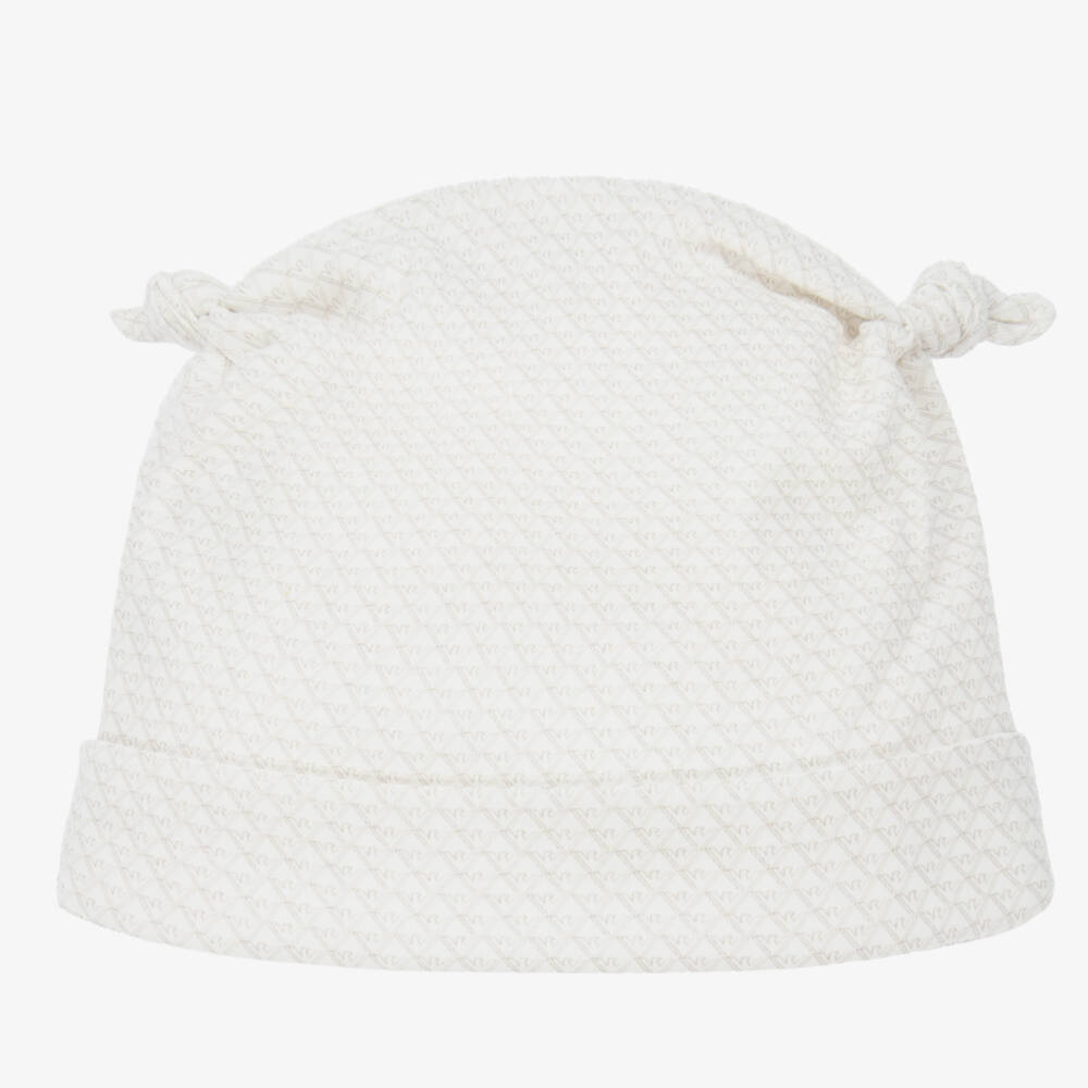 Emporio Armani-Baby Ivory Cotton Logo Hat | Childrensalon Outlet