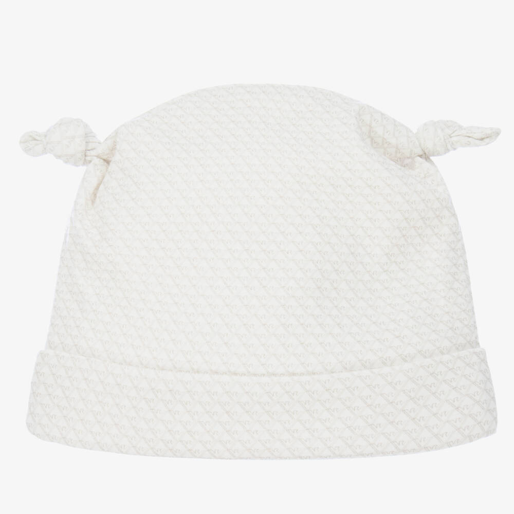 Emporio Armani-Baby Ivory Cotton Logo Hat | Childrensalon Outlet