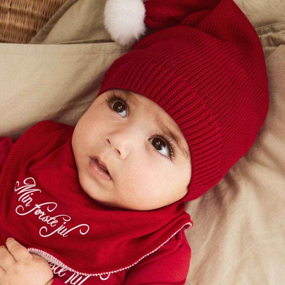NAME IT-Baby Red Organic Cotton Knitted Santa Hat | Childrensalon Outlet