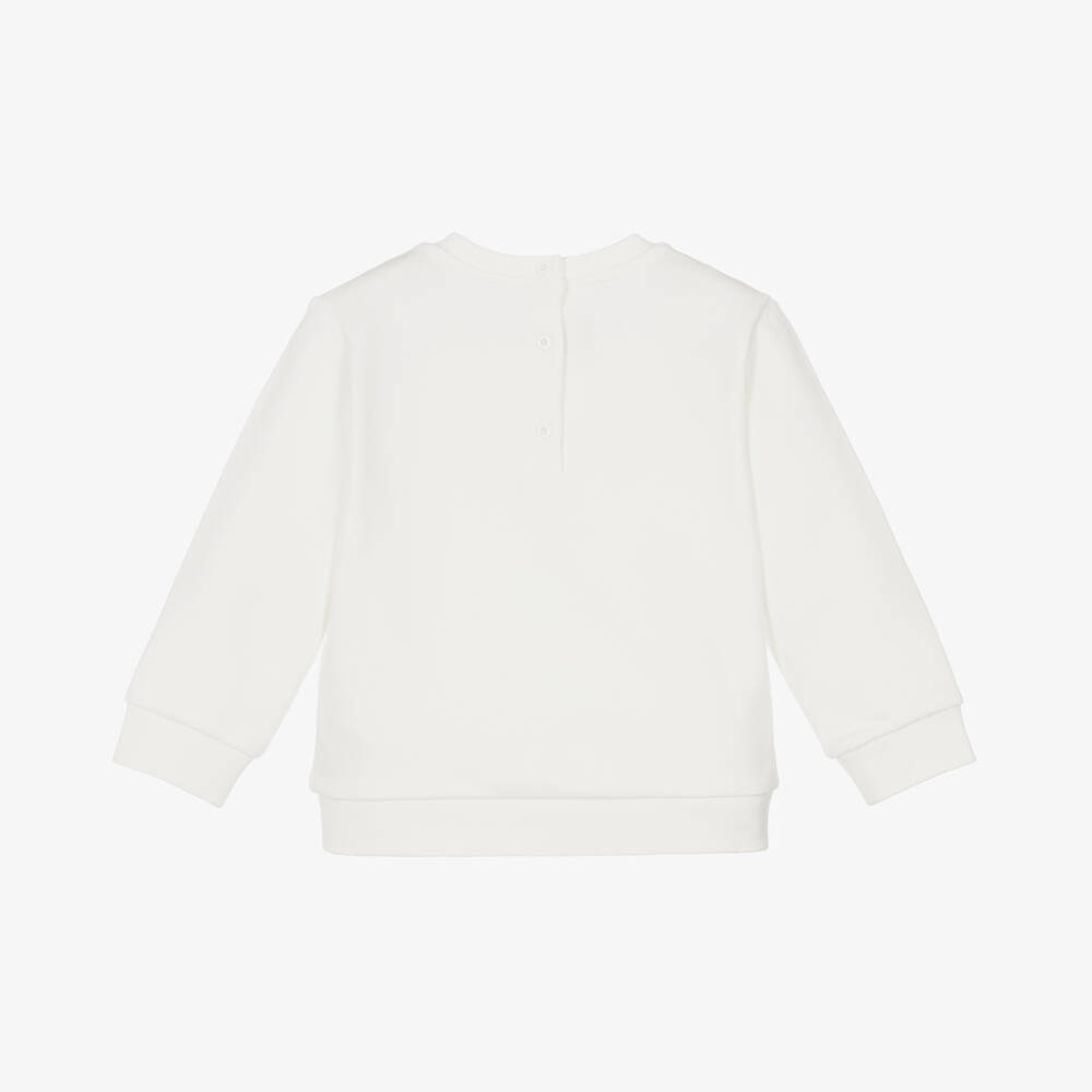 Fendi-Baby White Cotton Embroidered Sweatshirt | Childrensalon Outlet