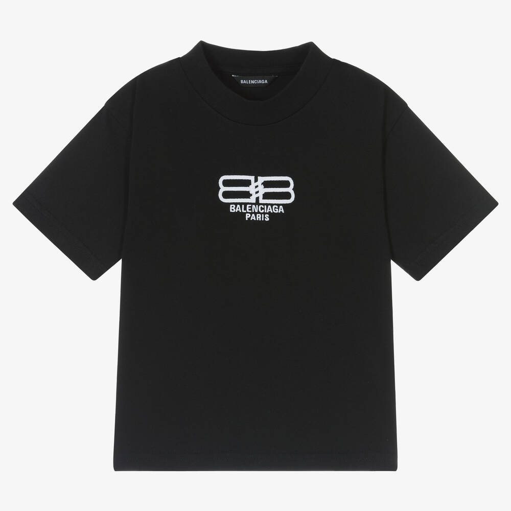 Balenciaga - Black BB Paris T-Shirt | Childrensalon