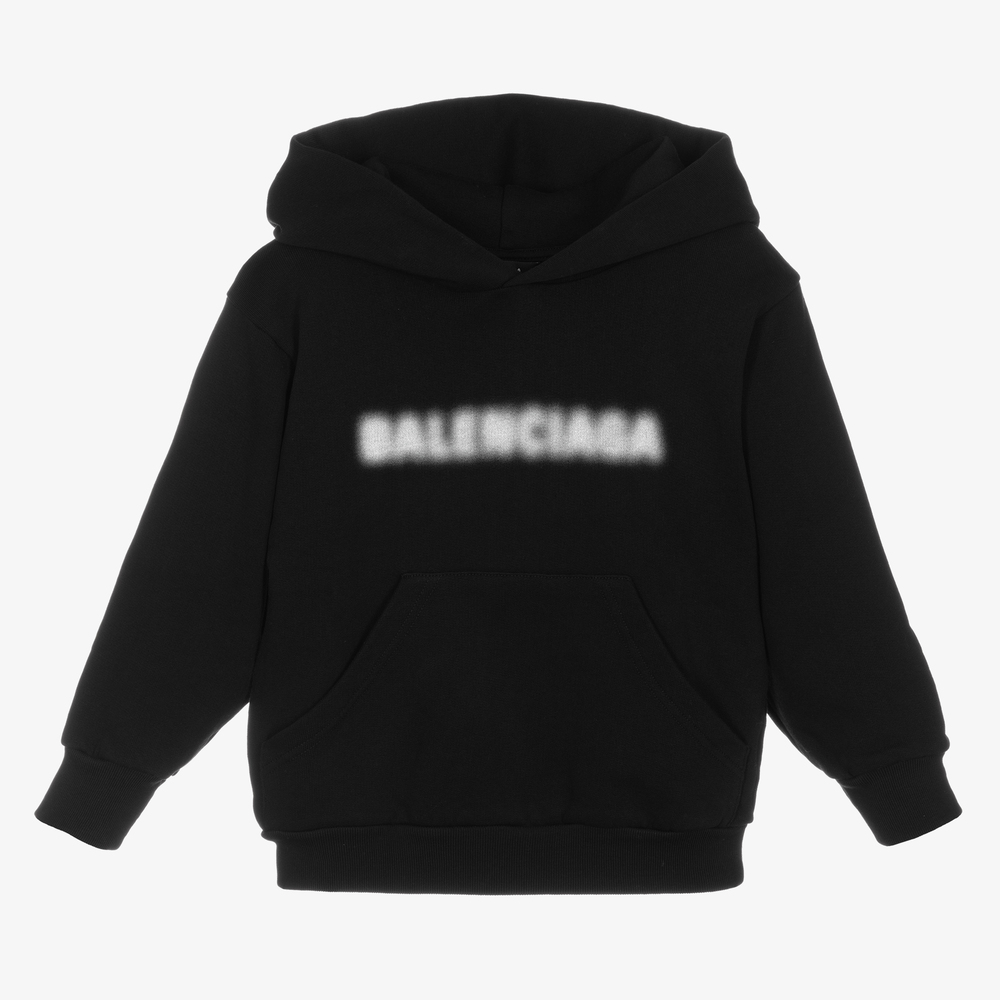 Balenciaga - Sweat à capuche noir en coton | Childrensalon