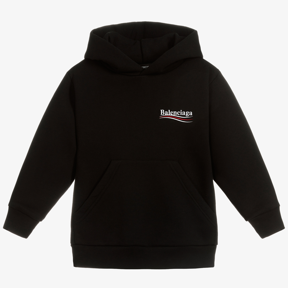 Balenciaga - Black Cotton Logo Hoodie | Childrensalon