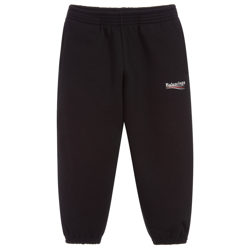 Balenciaga - Черные спортивные брюки из хлопка с логотипом | Childrensalon