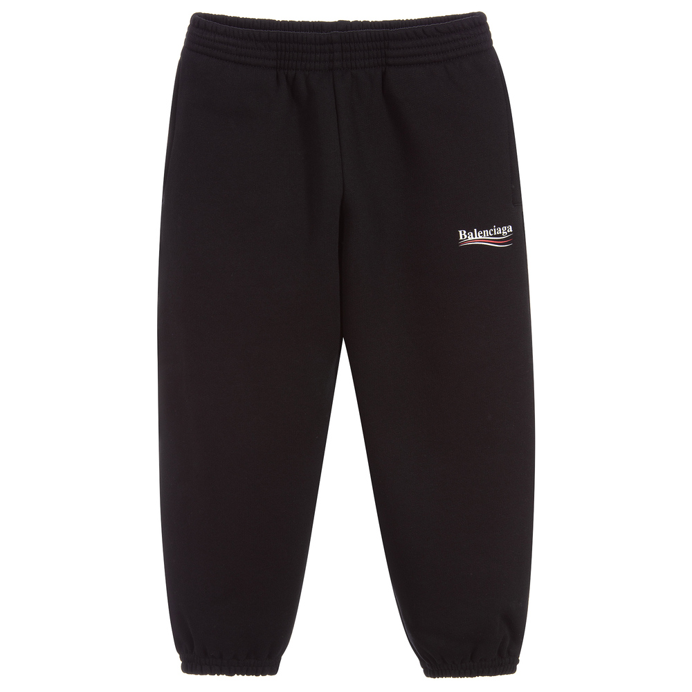 Balenciaga - Black Cotton Logo Joggers | Childrensalon