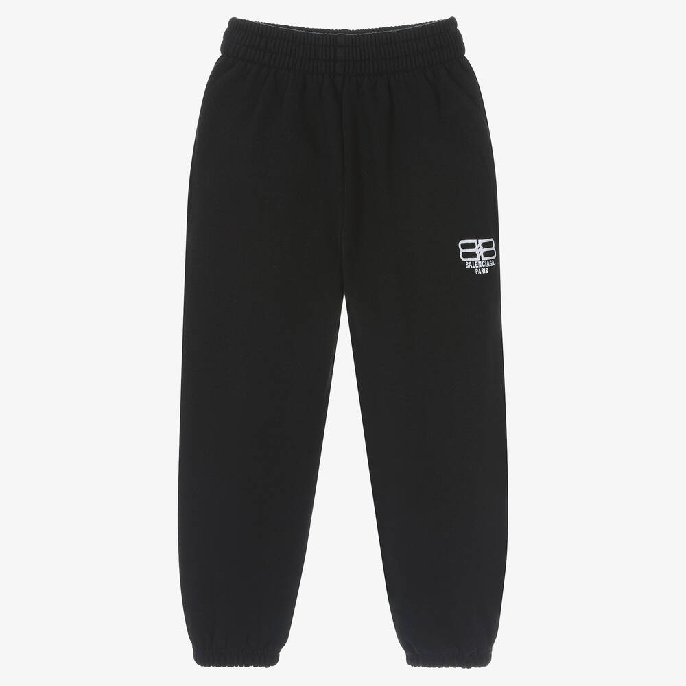 Balenciaga - Black Cotton Logo Joggers | Childrensalon