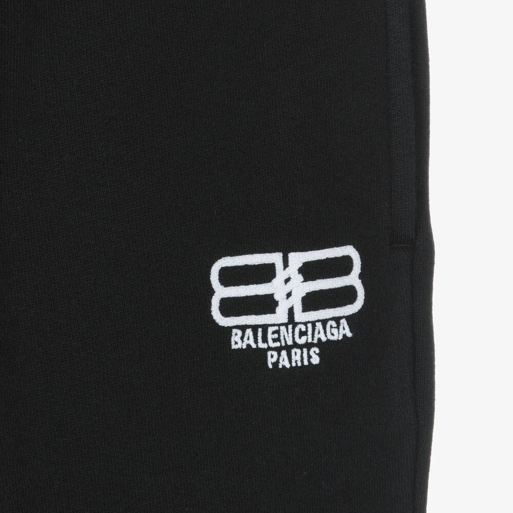 Balenciaga-Black Cotton Logo Joggers | Childrensalon Outlet