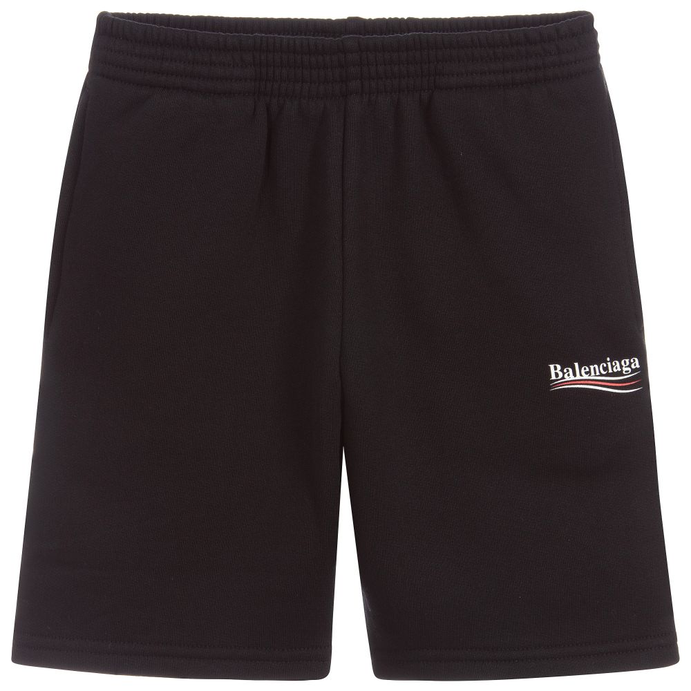 Balenciaga - Schwarze Logo-Baumwollshorts | Childrensalon