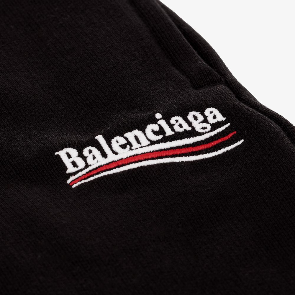 Balenciaga Black Cotton Logo Shorts