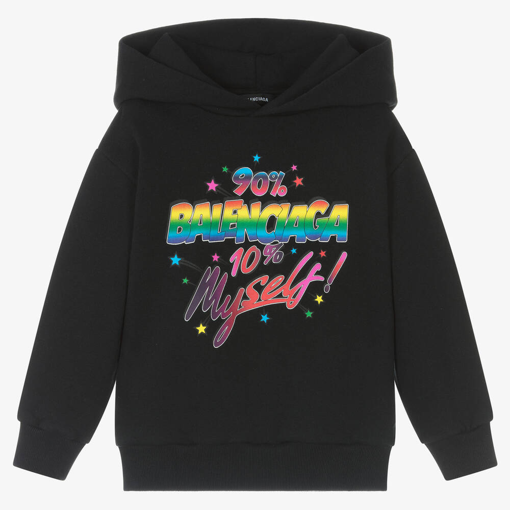 Balenciaga - Sweat à capuche noir Arc-en-ciel | Childrensalon