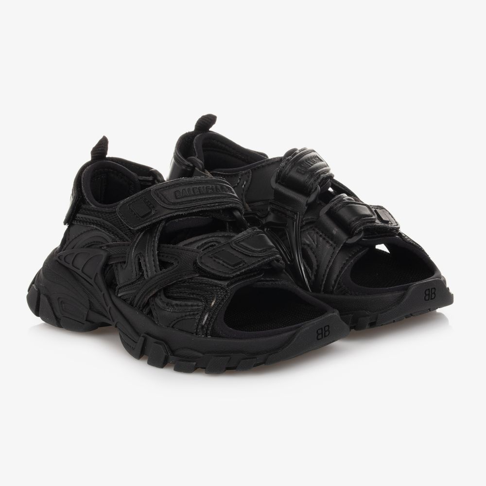 Track leather sandals Balenciaga Black size 37 EU in Leather  21602012